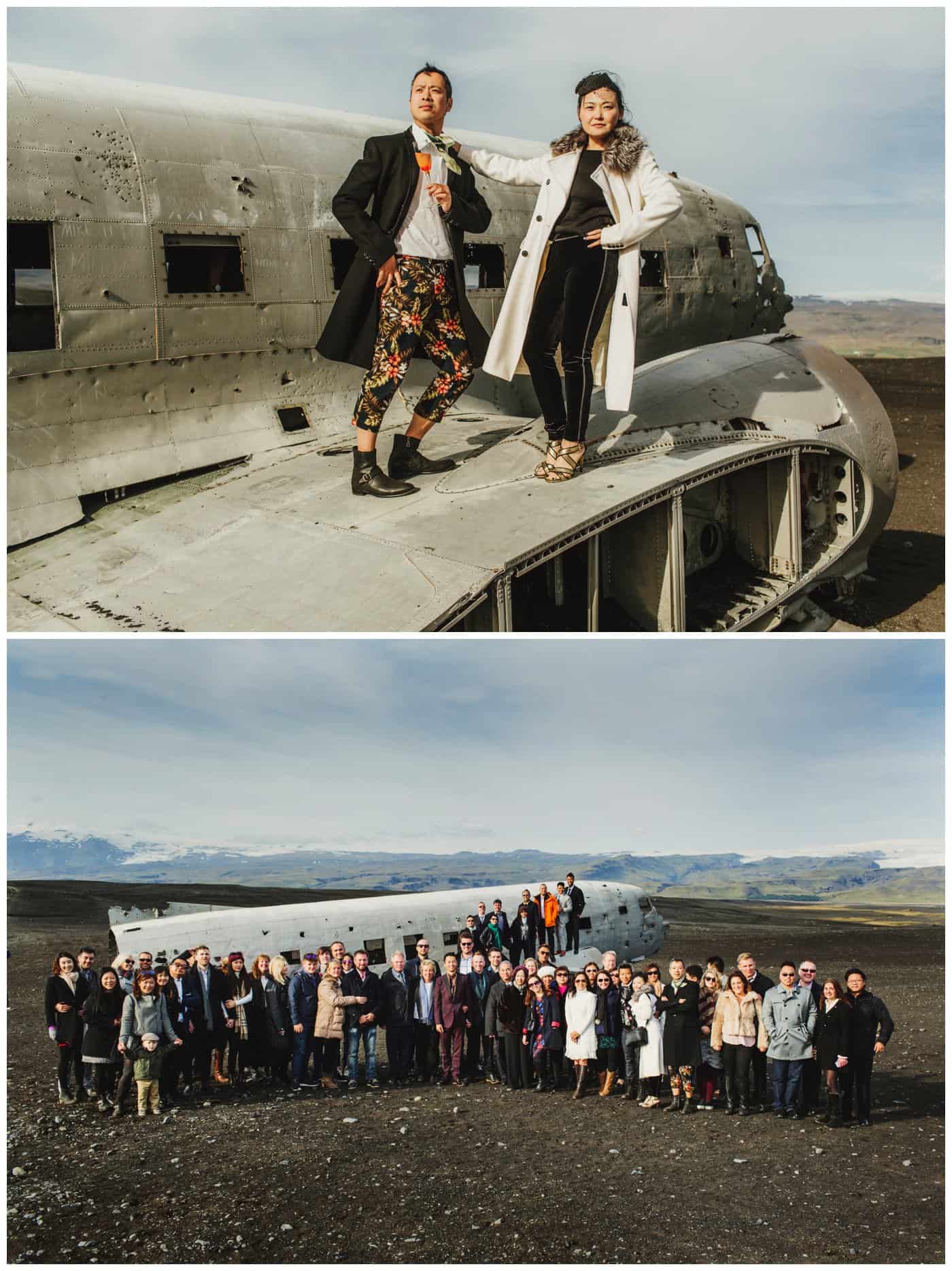 iceland plane wreck wedding pictures