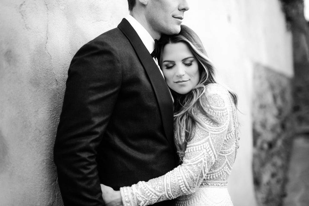 italy wedding portrait in black and white
