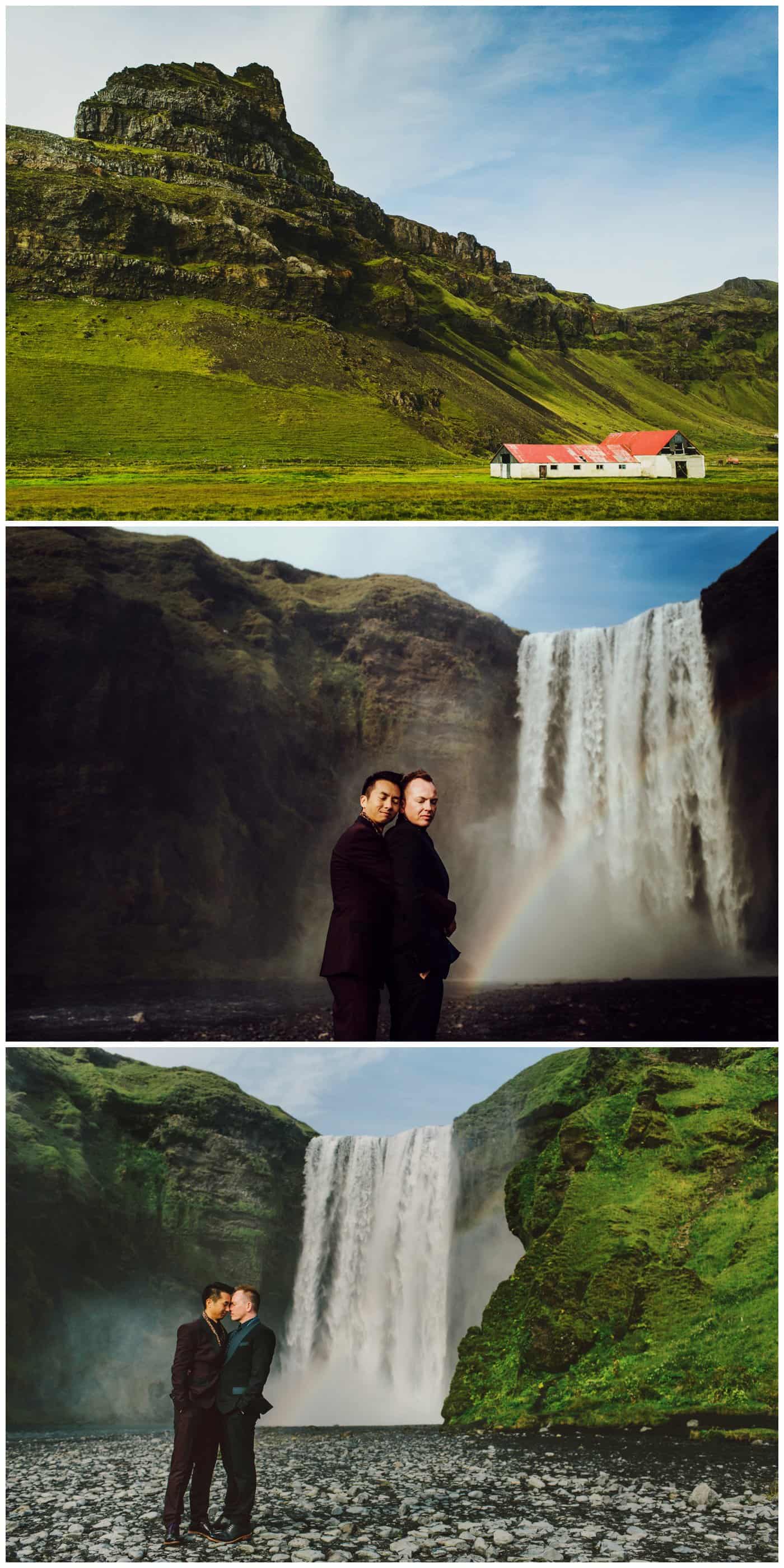 iceland rainbow waterfall wedding photography