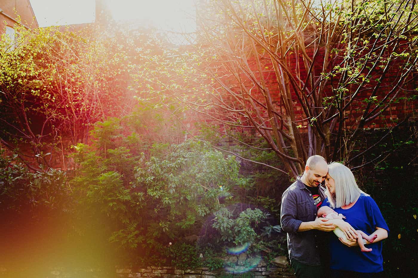 Portrait of parents and newborn