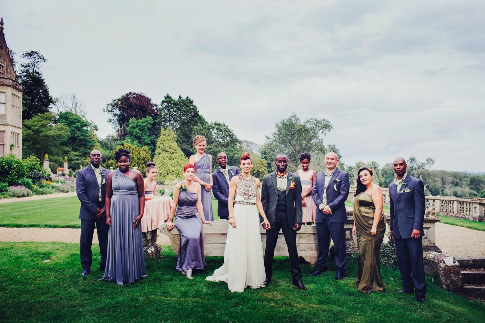 cool and quirky bridal party portrait